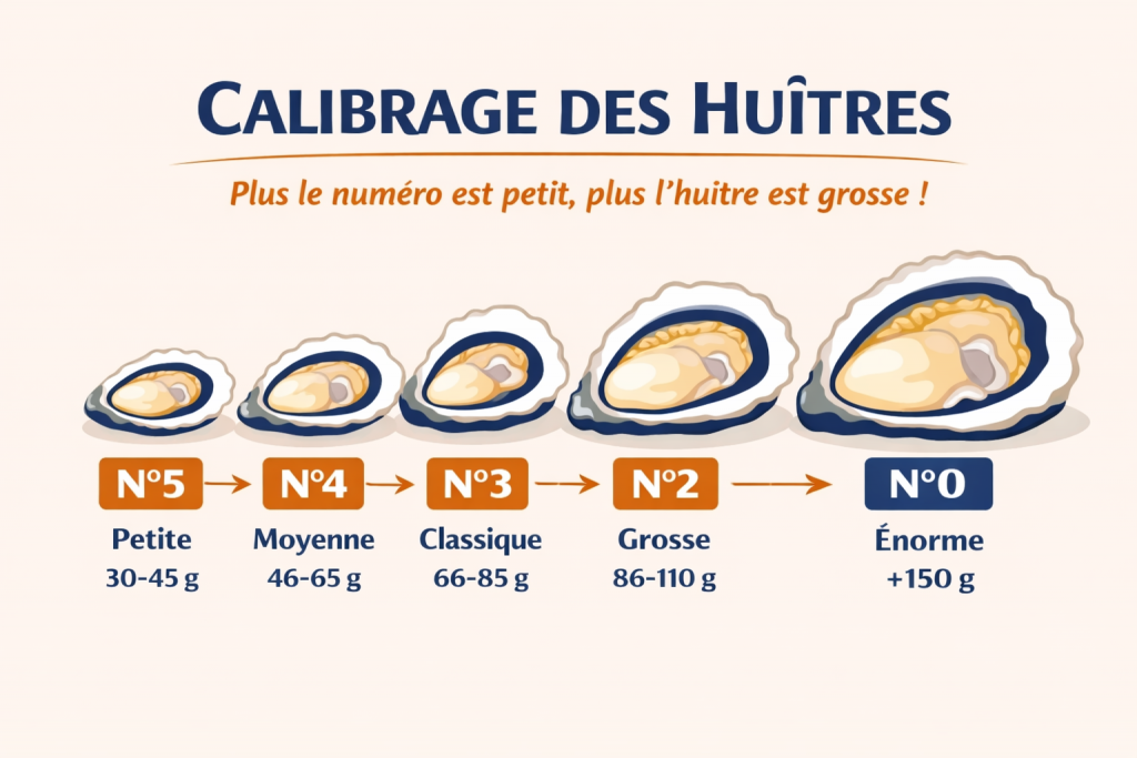 la calibre des huitres
